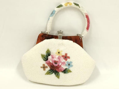 平和屋着物●和装小物　和装バッグ　ハンドバッグ　ビーズバッグ　花柄　逸品　AABL7034ay