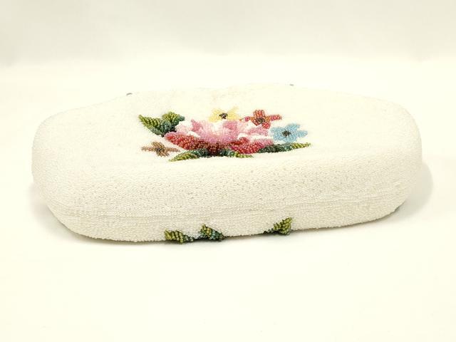 平和屋着物●和装小物　和装バッグ　ハンドバッグ　ビーズバッグ　花柄　逸品　AABL7034ay