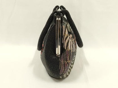 平和屋着物●和装小物　和装バッグ　ハンドバッグ　ビーズバッグ　リーフ柄　逸品　AABL7035ay