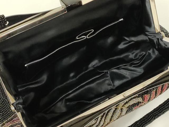 平和屋着物●和装小物　和装バッグ　ハンドバッグ　ビーズバッグ　リーフ柄　逸品　AABL7035ay