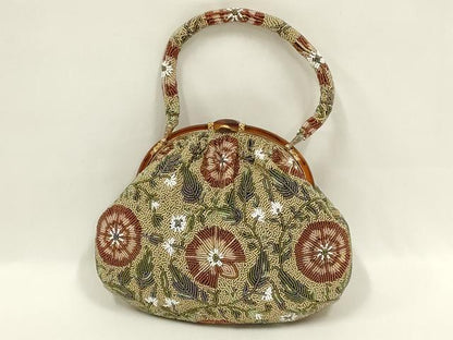 平和屋着物●和装小物　和装バッグ　ハンドバッグ　ビーズバッグ　花柄　逸品　AABL7036ay