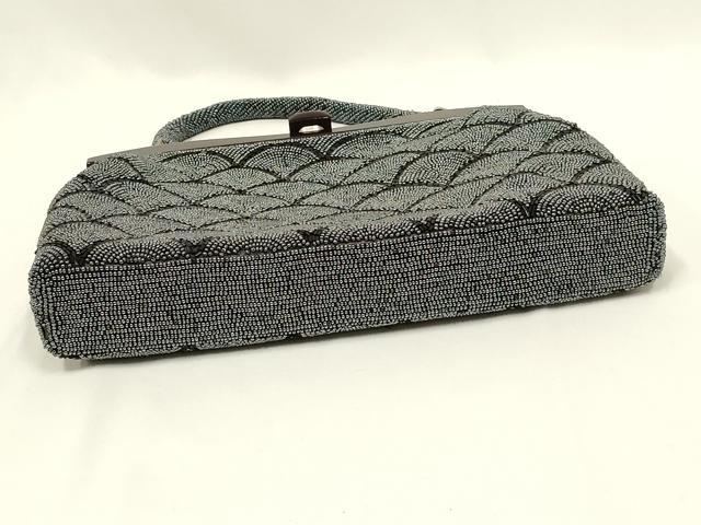 平和屋着物●和装小物　和装バッグ　ハンドバッグ　ビーズバッグ　青海波　逸品　AABL7039ay
