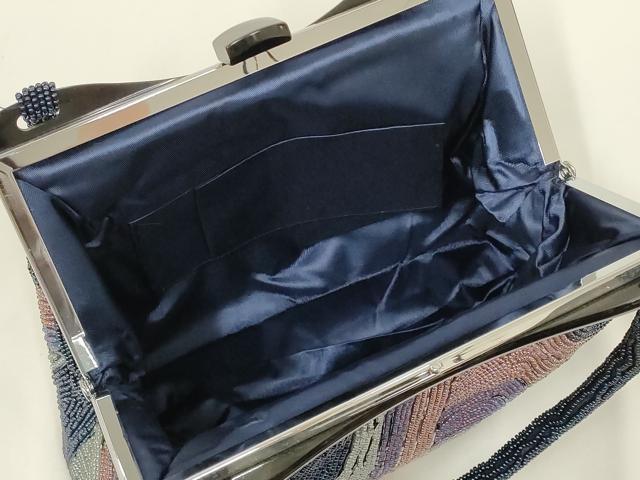 平和屋着物●和装小物　和装バッグ　ハンドバッグ　ビーズバッグ　幾何学模様　逸品　AABL7042ay