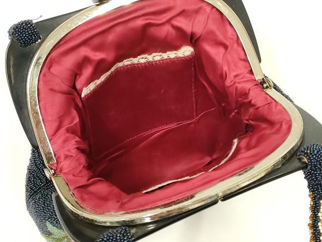 平和屋着物●和装小物　和装バッグ　ハンドバッグ　ビーズバッグ　花柄　逸品　AABL7043ay
