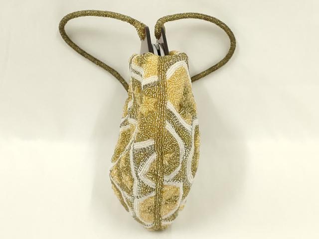 平和屋着物●和装小物　和装バッグ　ハンドバッグ　ビーズバッグ　吉祥花文　逸品　AABL7044ay