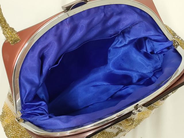 平和屋着物●和装小物　和装バッグ　ハンドバッグ　ビーズバッグ　吉祥花文　逸品　AABL7044ay