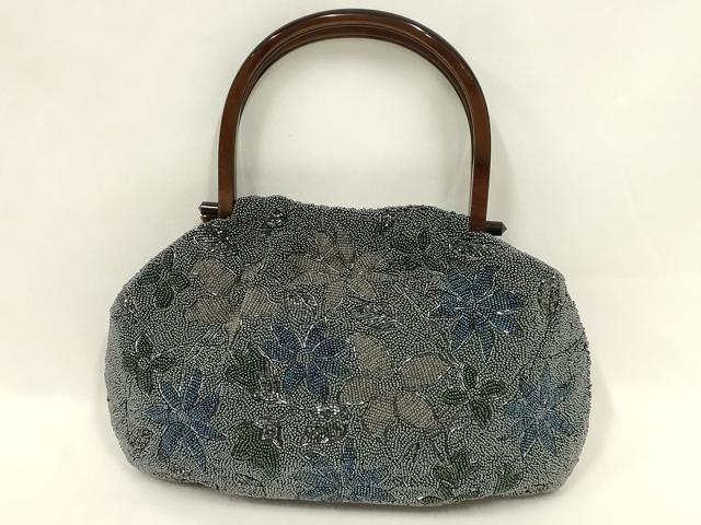 平和屋着物●和装小物　和装バッグ　ハンドバッグ　ビーズバッグ　花柄　逸品　AABL7048ay