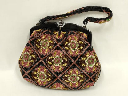 平和屋着物●和装小物　和装バッグ　ハンドバッグ　ビーズバッグ　花柄　逸品　AABL7051ay