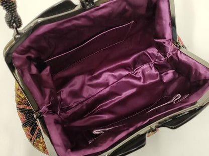 平和屋着物●和装小物　和装バッグ　ハンドバッグ　ビーズバッグ　花柄　逸品　AABL7051ay
