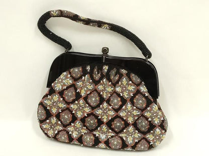 平和屋着物●和装小物　和装バッグ　ハンドバッグ　ビーズバッグ　花菱　逸品　AABL7052ay