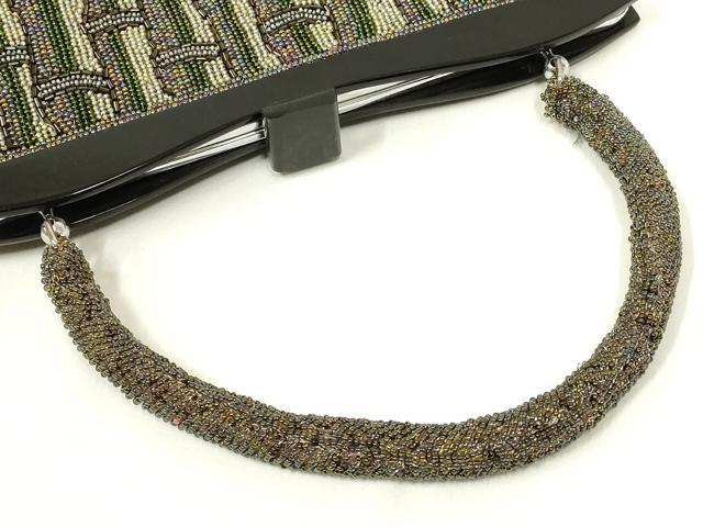 平和屋着物●和装小物　和装バッグ　ハンドバッグ　ビーズバッグ　竹縞　逸品　AABL7055ay