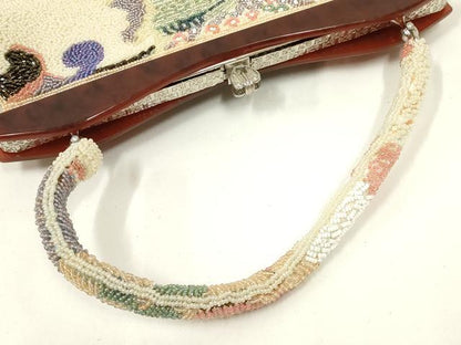 平和屋着物●和装小物　和装バッグ　ハンドバッグ　ビーズバッグ　風景文　逸品　AABL7057ay
