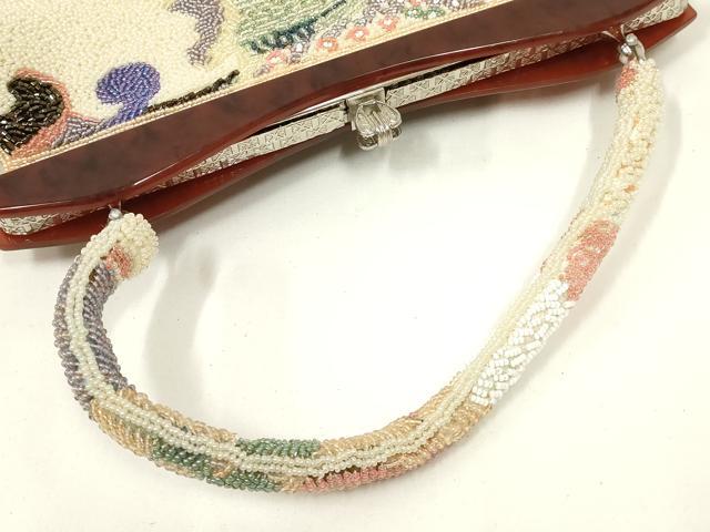 平和屋着物●和装小物　和装バッグ　ハンドバッグ　ビーズバッグ　風景文　逸品　AABL7057ay