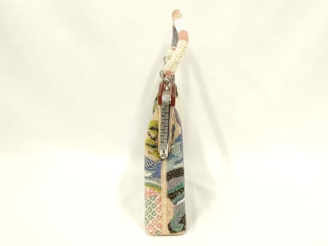 平和屋着物●和装小物　和装バッグ　ハンドバッグ　ビーズバッグ　風景文　逸品　AABL7057ay