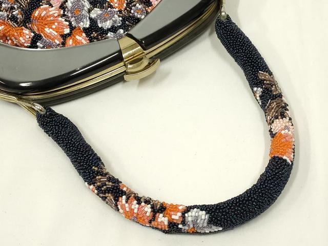 平和屋着物●和装小物　和装バッグ　ハンドバッグ　ビーズバッグ　花柄　逸品　AABL7061ay