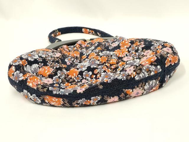 平和屋着物●和装小物　和装バッグ　ハンドバッグ　ビーズバッグ　花柄　逸品　AABL7061ay