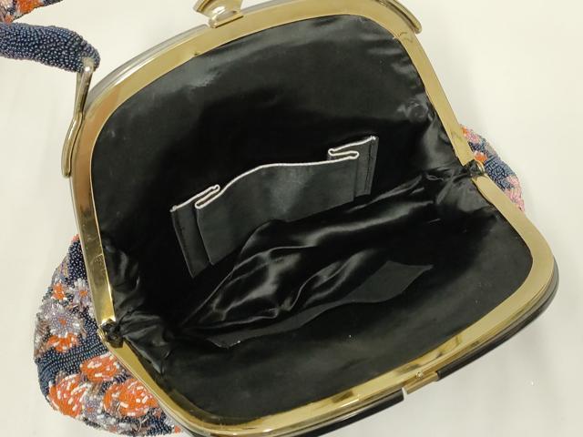 平和屋着物●和装小物　和装バッグ　ハンドバッグ　ビーズバッグ　花柄　逸品　AABL7061ay