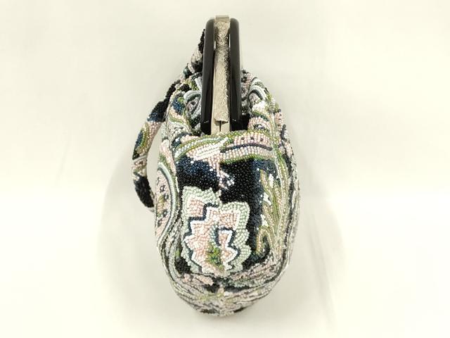 平和屋着物●和装小物　和装バッグ　ハンドバッグ　ビーズバッグ　更紗花文　逸品　AABL7064ay