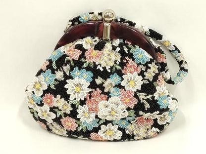 平和屋着物●和装小物　和装バッグ　ハンドバッグ　ビーズバッグ　花柄　逸品　AABL7065ay
