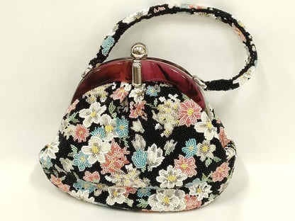 平和屋着物●和装小物　和装バッグ　ハンドバッグ　ビーズバッグ　花柄　逸品　AABL7065ay
