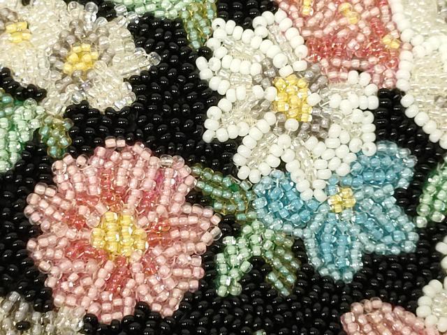 平和屋着物●和装小物　和装バッグ　ハンドバッグ　ビーズバッグ　花柄　逸品　AABL7065ay