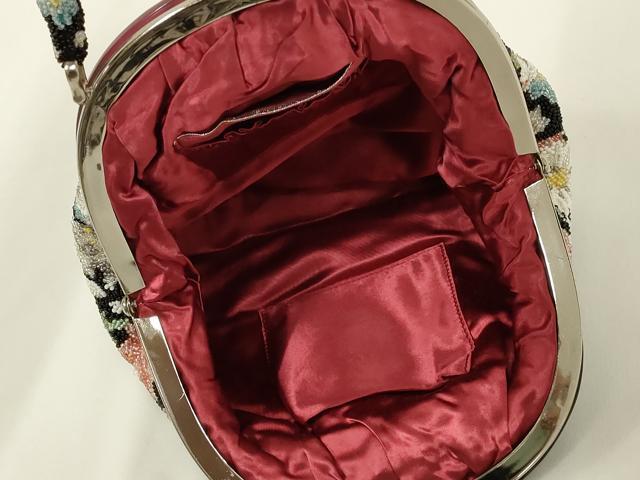 平和屋着物●和装小物　和装バッグ　ハンドバッグ　ビーズバッグ　花柄　逸品　AABL7065ay