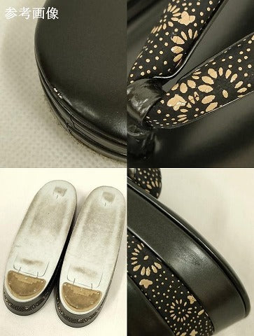 平和屋着物●和装小物　和装バッグ・草履セット　印傳　ハンドバッグ　花柄　逸品　未使用品あり　AABL7072ay