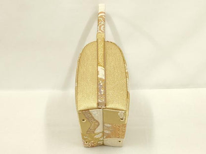平和屋着物●和装小物　和装バッグ・草履セット　紗織　ハンドバッグ　吉祥柄　金糸　帯地使用　逸品　AABL7074ay