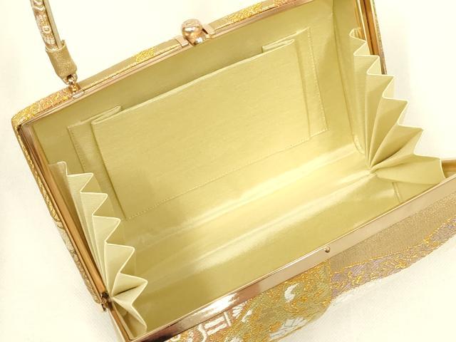 平和屋着物●和装小物　和装バッグ・草履セット　紗織　ハンドバッグ　吉祥柄　金糸　帯地使用　逸品　AABL7074ay