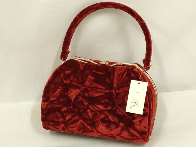 平和屋着物●和装小物　和装バッグ・草履セット　紗織　ハンドバッグ　ベルベット　逸品　未使用　AABL7075ay