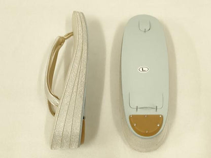 平和屋着物●和装小物　和装バッグ・草履セット　礼装用　ハンドバッグ　銀糸　Lサイズ　大丸扱い　逸品　未使用品あり　AABL7077ay