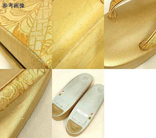 平和屋着物●和装小物　和装バッグ・草履セット　礼装用　ハンドバッグ　洋花文　金糸　金銀彩　帯地使用　逸品　AABL7078ay