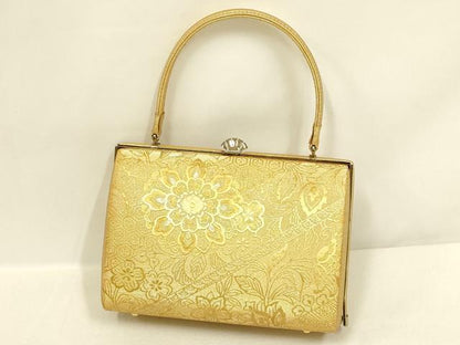 平和屋着物●和装小物　和装バッグ・草履セット　礼装用　ハンドバッグ　洋花文　金糸　金銀彩　帯地使用　逸品　AABL7078ay
