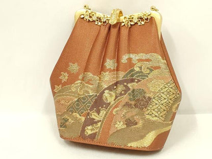 平和屋着物●和装小物　和装バッグ・草履セット　ハンドバッグ　チェーンバッグ　ラインストーン　金糸　逸品　未使用　AABL7080ay