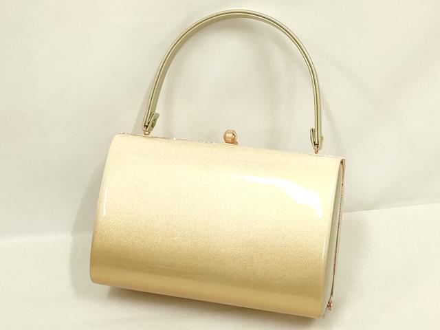 平和屋着物●和装小物　和装バッグ・草履セット　ハンドバッグ　エナメル　霞芝文　逸品　AABL7082ay