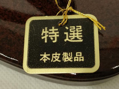 平和屋着物●和装小物　和装バッグ・草履セット　ハンドバッグ　舞蝶文　金彩　本皮製品　逸品　未使用　AABL7087ay