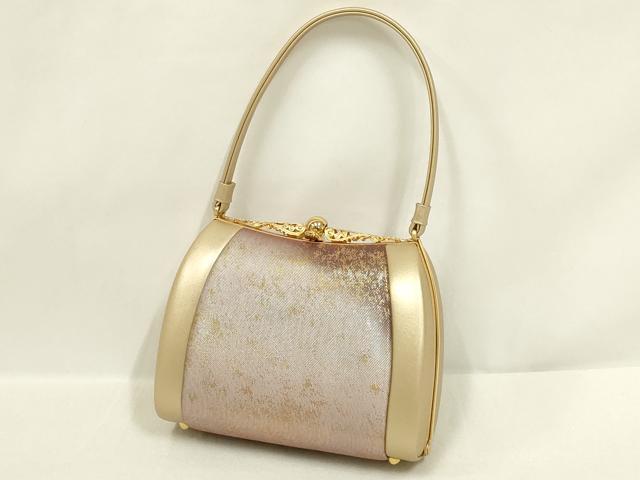 平和屋着物●和装小物　和装バッグ・草履セット　ハンドバッグ　霞文　金糸　金彩　逸品　AABL7088ay