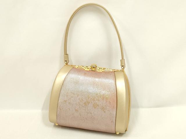 平和屋着物●和装小物　和装バッグ・草履セット　ハンドバッグ　霞文　金糸　金彩　逸品　AABL7088ay