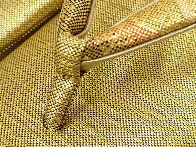 平和屋着物●和装小物　和装バッグ・草履セット　ハンドバッグ　佐賀錦　金糸　帯地使用　Lサイズ　逸品　AABL7089ay