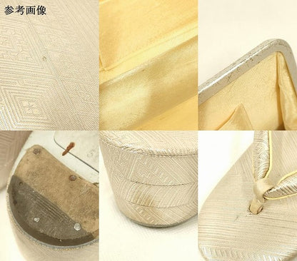 平和屋着物▼和装小物　和装バッグ・草履セット　ハンドバッグ　クラッチバッグ　菱繋ぎ　銀糸　逸品　AABL7112ay
