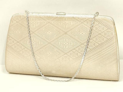 平和屋着物▼和装小物　和装バッグ・草履セット　ハンドバッグ　クラッチバッグ　菱繋ぎ　銀糸　逸品　AABL7112ay