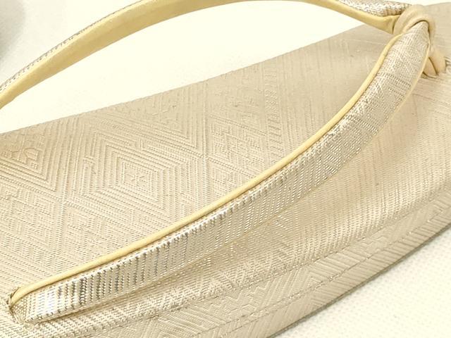 平和屋着物▼和装小物　和装バッグ・草履セット　ハンドバッグ　クラッチバッグ　菱繋ぎ　銀糸　逸品　AABL7112ay
