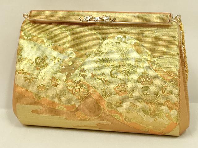 平和屋着物▼和装小物　和装バッグ・草履セット　おき宗　ハンドバッグ　クラッチバッグ　飛鶴宝尽くし　ラインストーン　逸品　AABL7116ay
