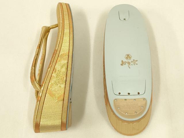 平和屋着物▼和装小物　和装バッグ・草履セット　おき宗　ハンドバッグ　クラッチバッグ　飛鶴宝尽くし　ラインストーン　逸品　AABL7116ay