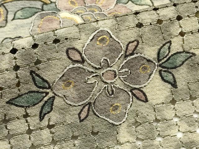 平和屋着物●付下げ　解き反物　着尺　作家物　刺繍　古代壁画文様　更紗　金糸　金彩　正絹　逸品　AABL7128ay
