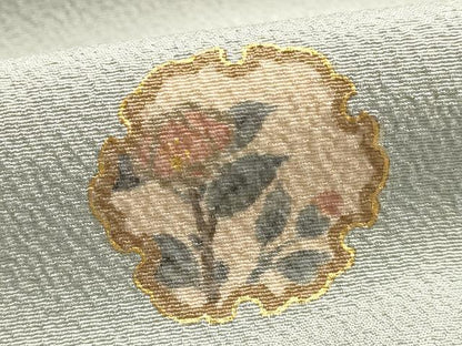 平和屋着物●極上　創業460年・千總　付下げ　解き反物　着尺　雪輪花文　金彩　共八掛付き　正絹　逸品　AABL7129ay