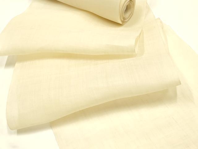 平和屋着物●夏物　本麻白上布　反物　着尺　生成り色　逸品　未使用　AABL7131ay