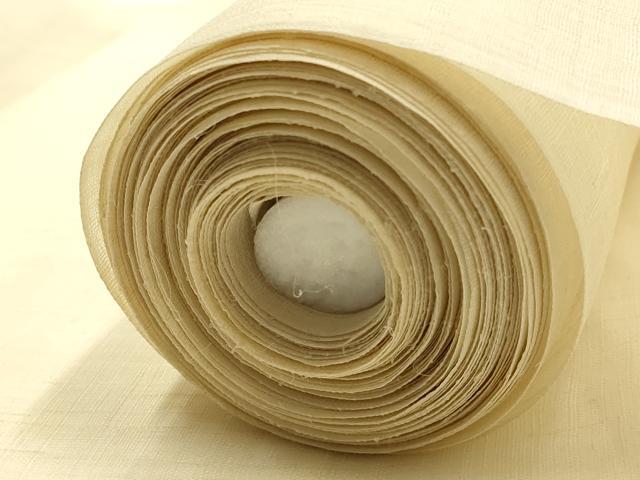 平和屋着物●夏物　本麻白上布　反物　着尺　生成り色　逸品　未使用　AABL7131ay