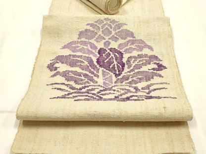 平和屋着物●西陣　帯屋捨松謹製　名古屋帯　反物　草花文　正絹　逸品　未使用　AABL7134ay