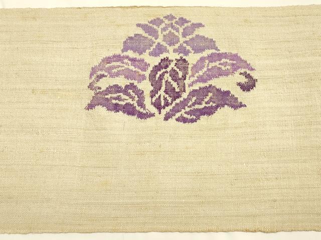 平和屋着物●西陣　帯屋捨松謹製　名古屋帯　反物　草花文　正絹　逸品　未使用　AABL7134ay